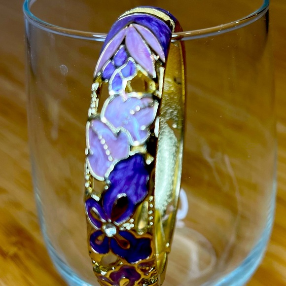 Floral bracelet, lilac/purple metal gold sturdy filigree - Picture 5 of 11